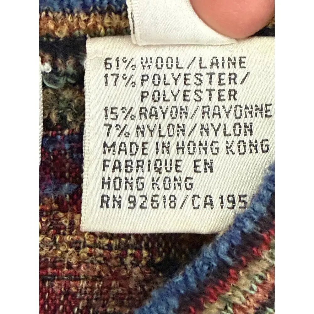 Vintage Jhane Barnes Geometric Artwear Sweater blue brown woven Japan 90s sz XL